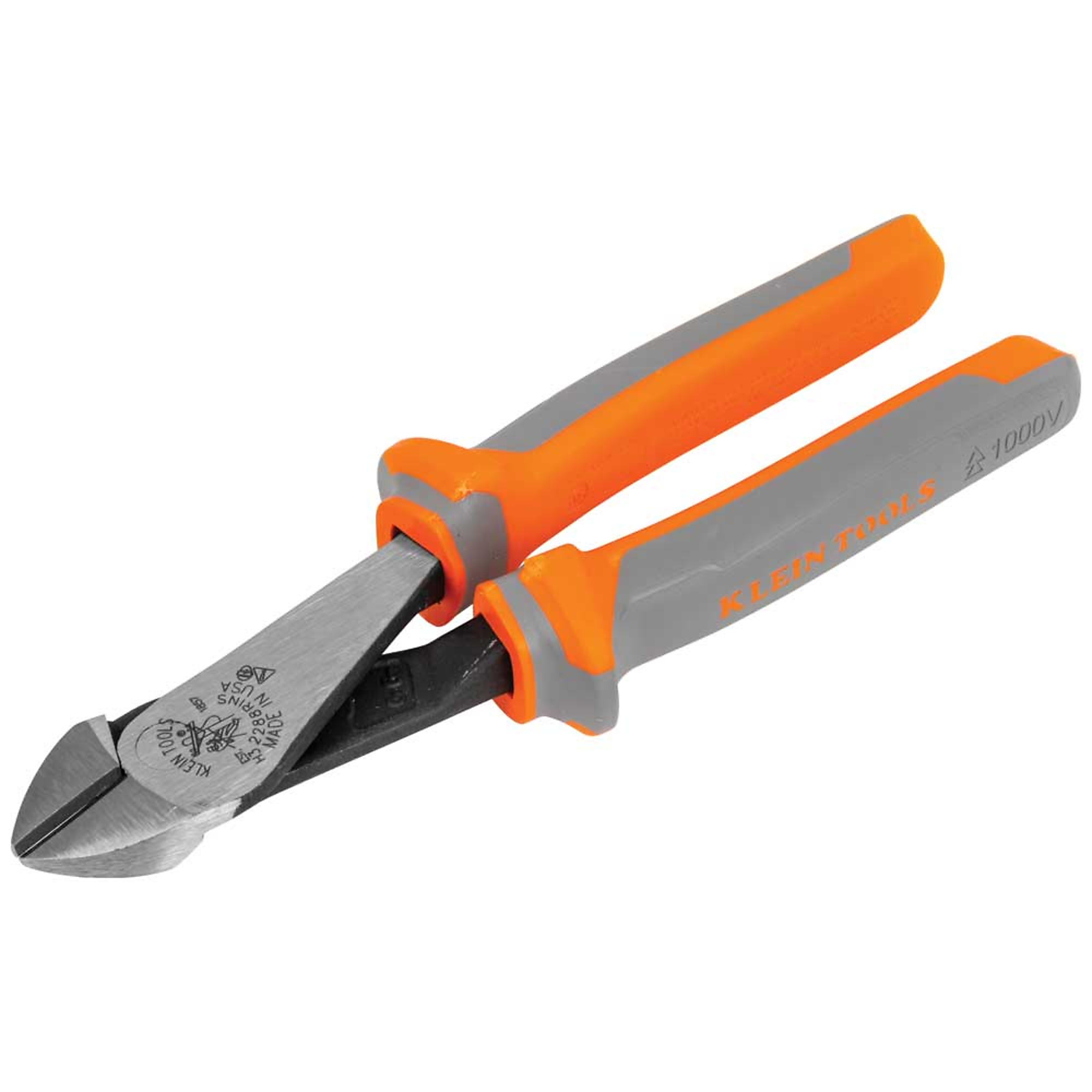 Klein Tools, Diagonal Cutting Pliers, Insulated, High Leverage,, Pieces (qty.) 1 Material Steel, Jaw Capacity 1.02 in, Model# 2288RINS